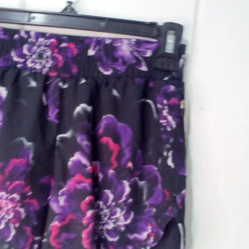 Avia Shorts Women XS 0-2 Running Active Athletic Liner Pattern Black Purple